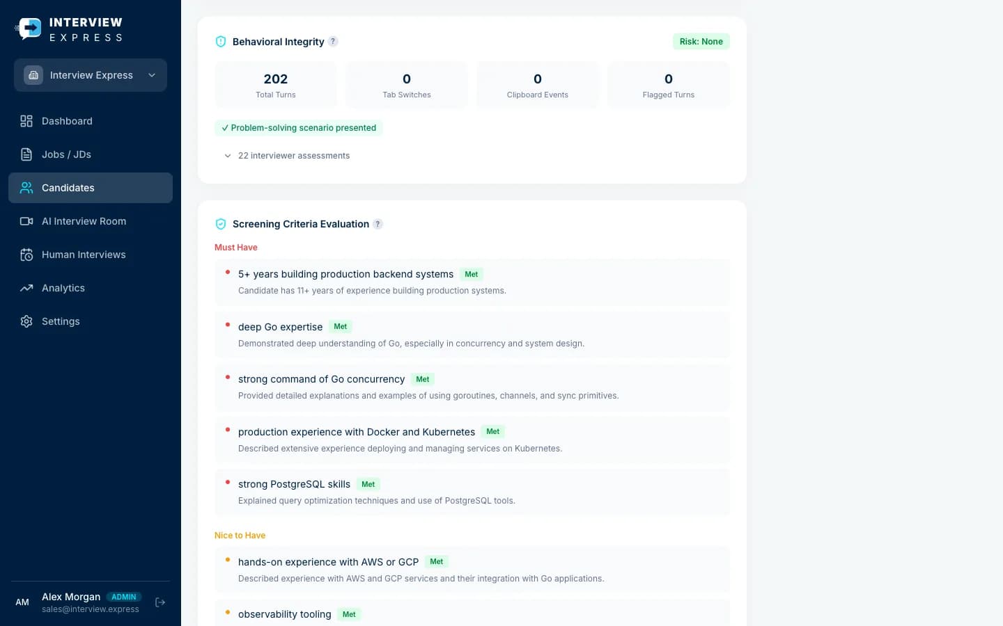Evidence-linked interview report